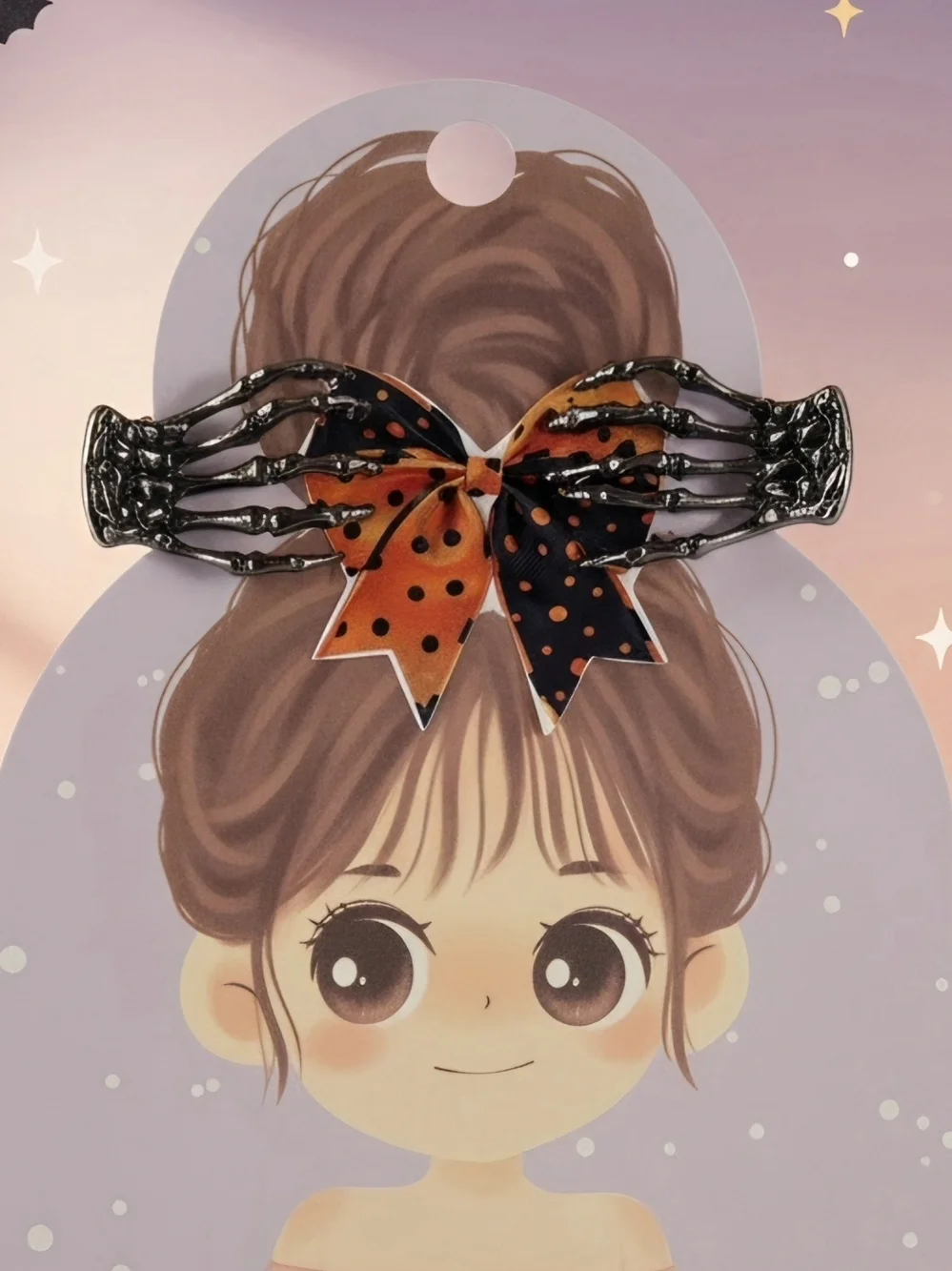 Black Skeleton Bow Hair Clip - Accessory